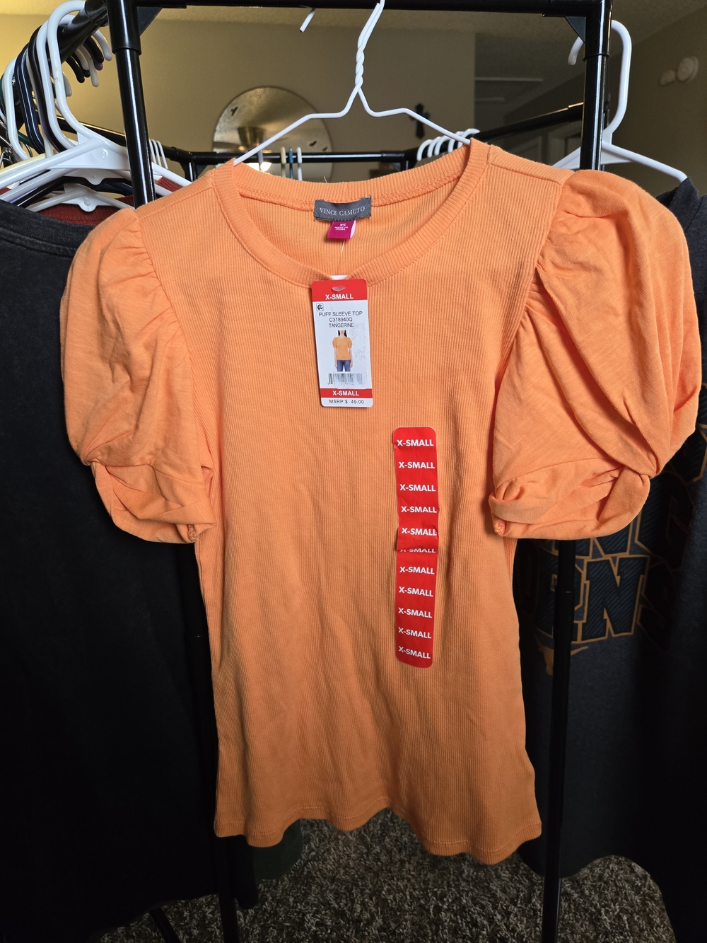 Vince Camuto Orange Puff Sleeve Knit Top